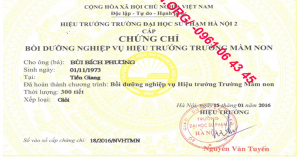 Chứng nhận hiệu trưởng mầm non